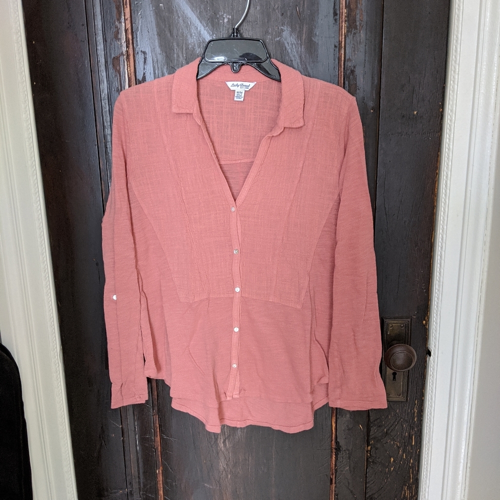 Pink button down blouse